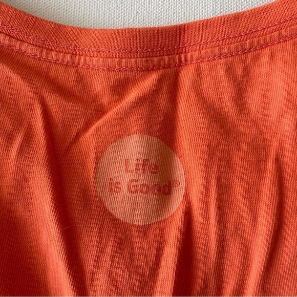 Life is Good Women's Crusher T-Shirt Classic Fit V Neck  Peach Orange Size Small - Picture 4 of 6